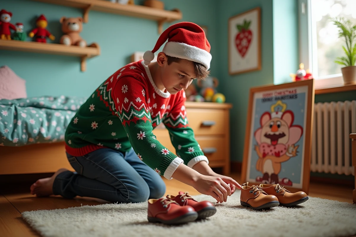Un adulte en pull de Noël prépare une farce dans une chambre d