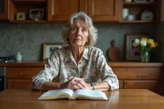 Femme d'âge moyen lisant un livre de poésie à la maison