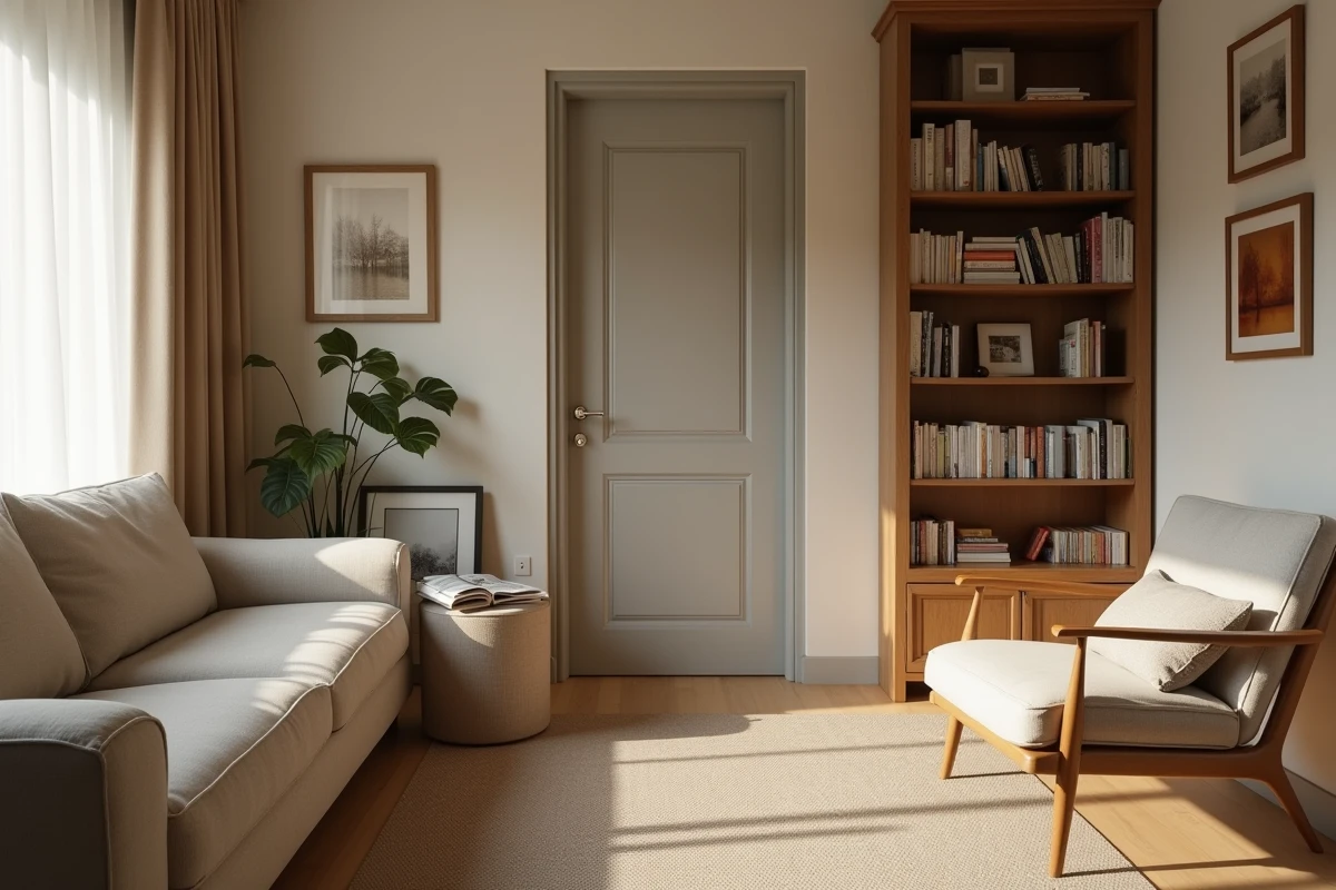 Intérieur de maison chaleureux et ordonné symbolisant la sphère privée protégée d'une personnalité publique et de sa famille