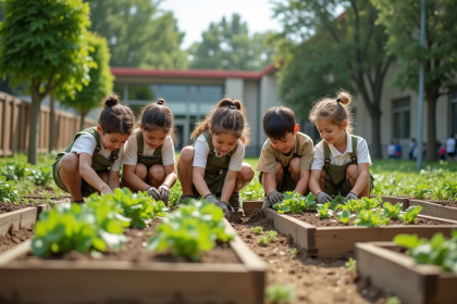 Enfants d ecole jardinage en plein air