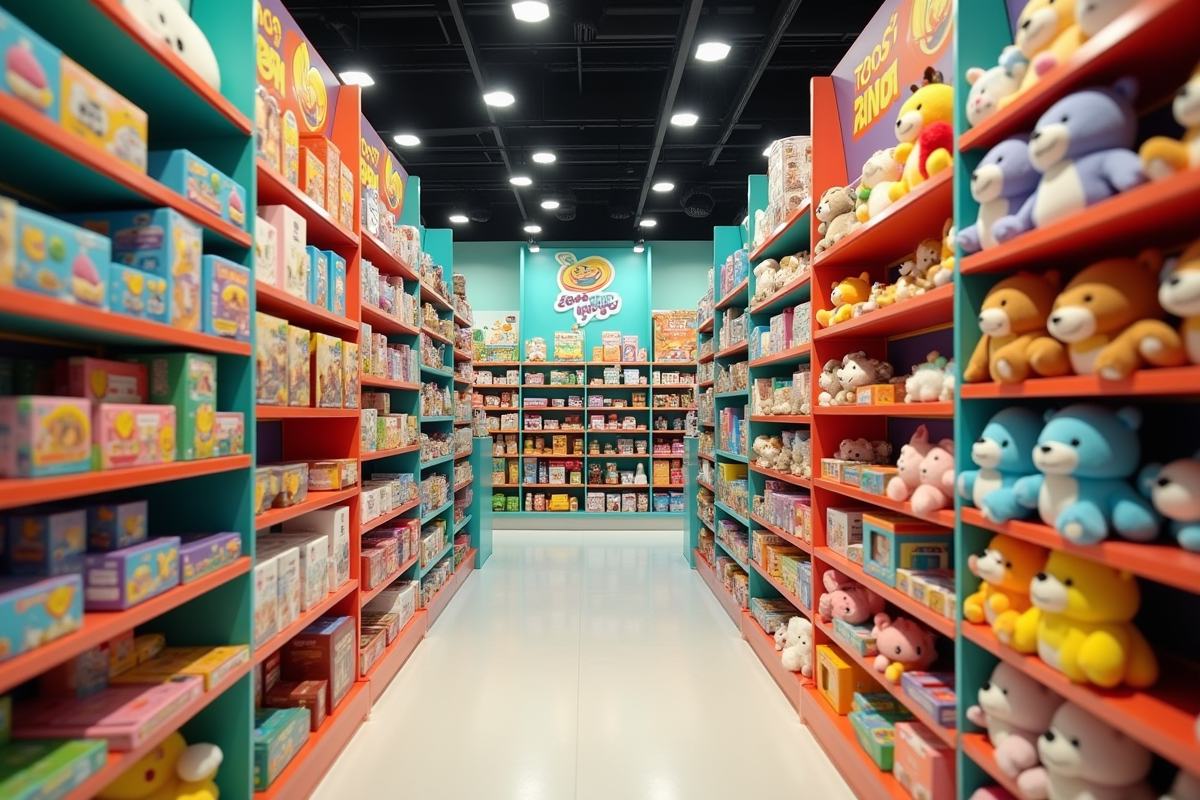 Rayons de jouets écologiques modernes en magasin