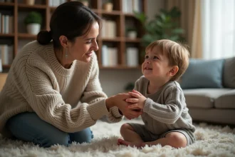 Maman et enfant dans un cadre chaleureux et intime